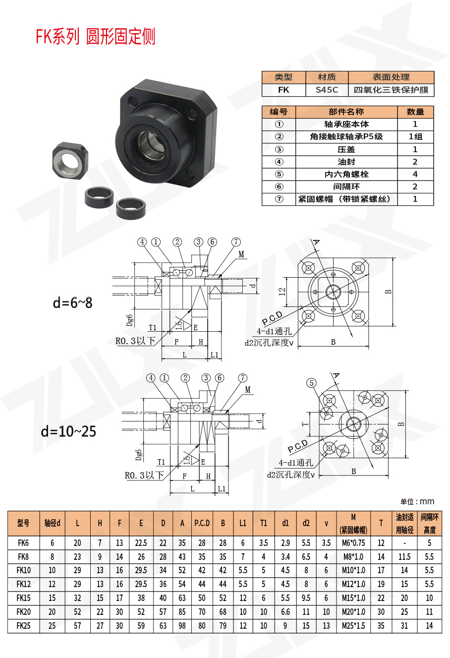 絲杠支撐座 FK系列