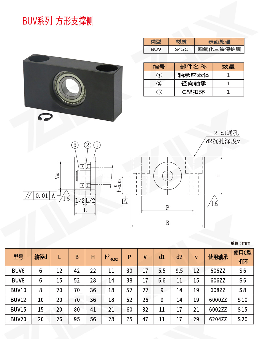 滾珠絲杠支撐座支持側(cè) BUV系列
