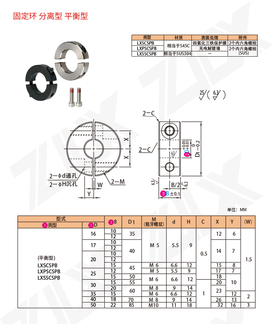 固定環(huán) 分離型 平衡型 固定環(huán) 分離型 平衡型