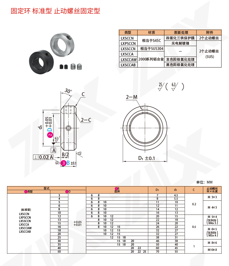 固定環(huán) 止動螺絲固定型 標準型 固定環(huán) 止動螺絲固定型 標準型