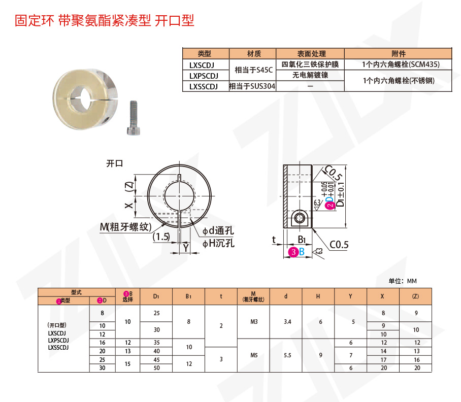 固定環(huán) 帶聚氨酯緊湊型 開口型 固定環(huán) 帶聚氨酯緊湊型 開口型
