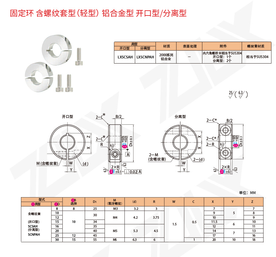 151固定環(huán) 含螺紋套型 鋁合金型 151固定環(huán) 含螺紋套型 鋁合金型