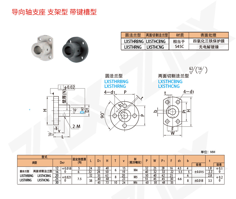 102軸支座 支架型 帶鍵槽型 102軸支座 支架型 帶鍵槽型