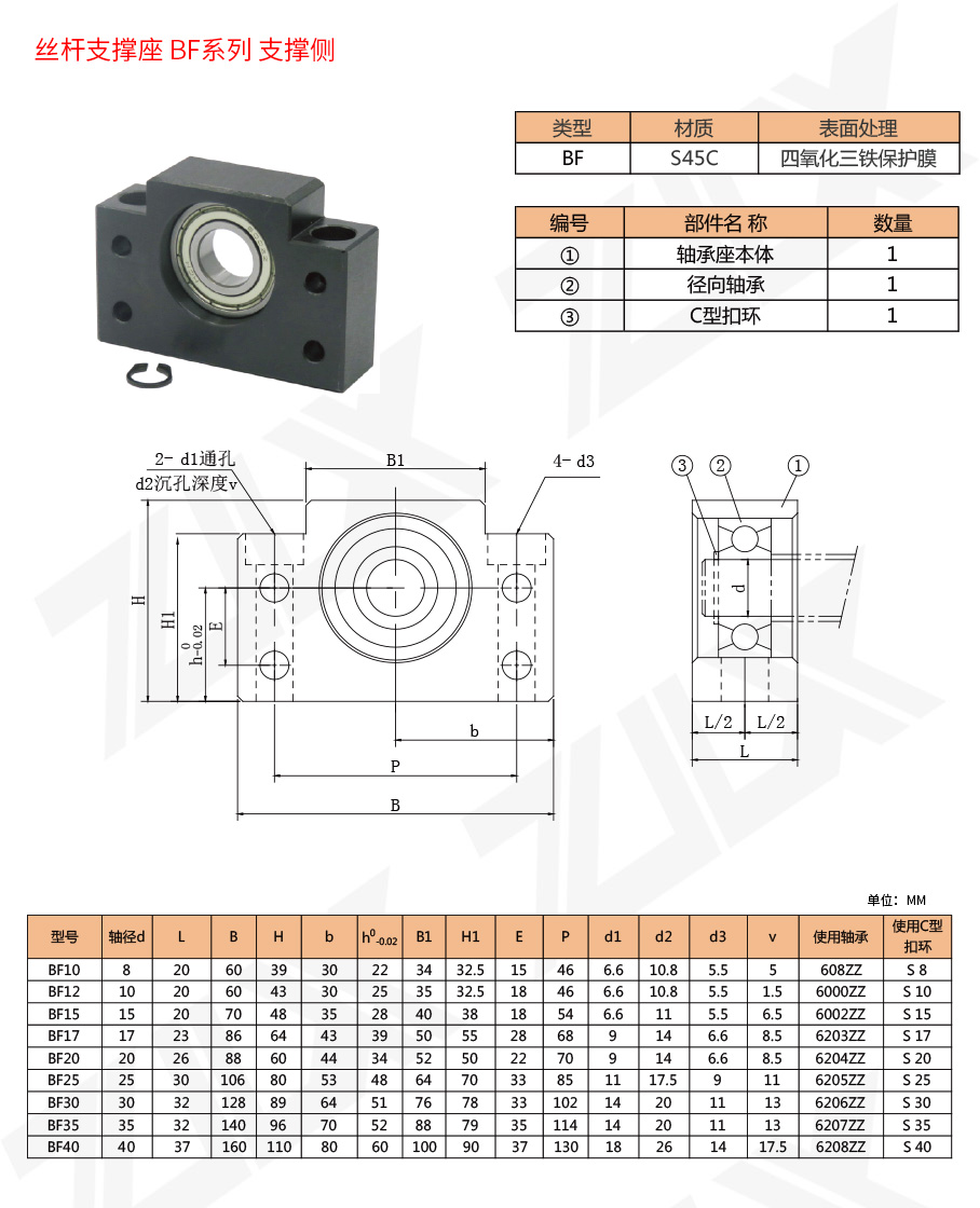BF系列絲桿支撐座