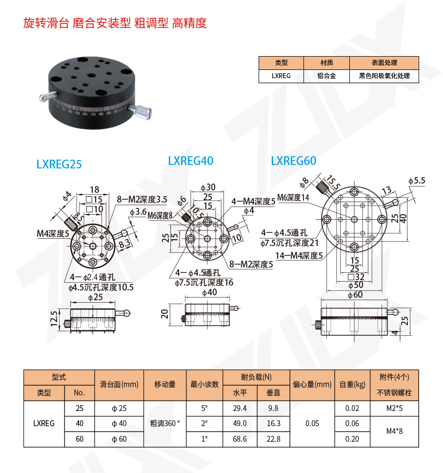 3旋轉滑臺 磨合安裝型 粗調(diào)型 高精度3 3旋轉滑臺 磨合安裝型 粗調(diào)型 高精度3