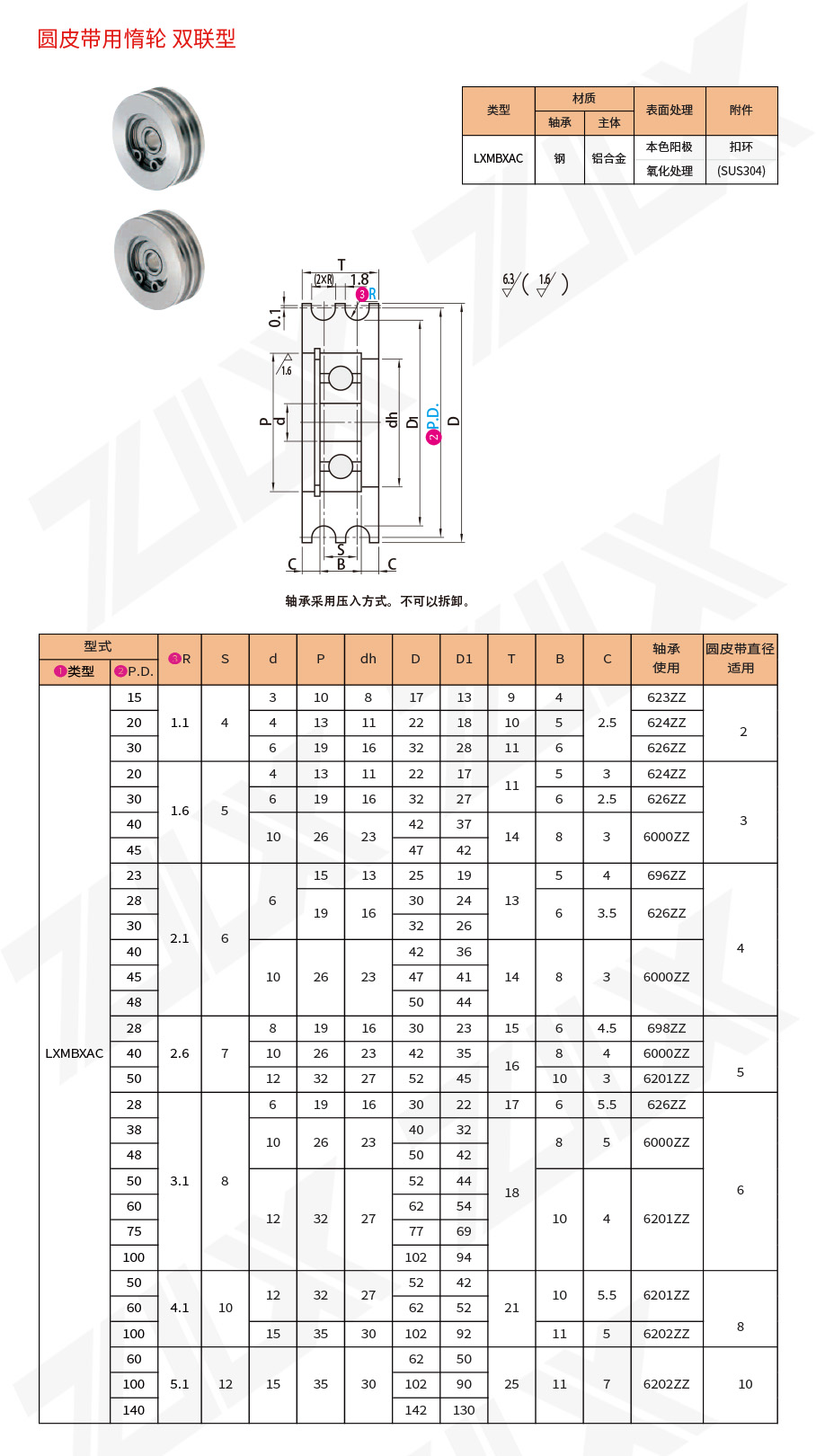 71圓皮帶用惰輪雙聯(lián)型 71圓皮帶用惰輪雙聯(lián)型