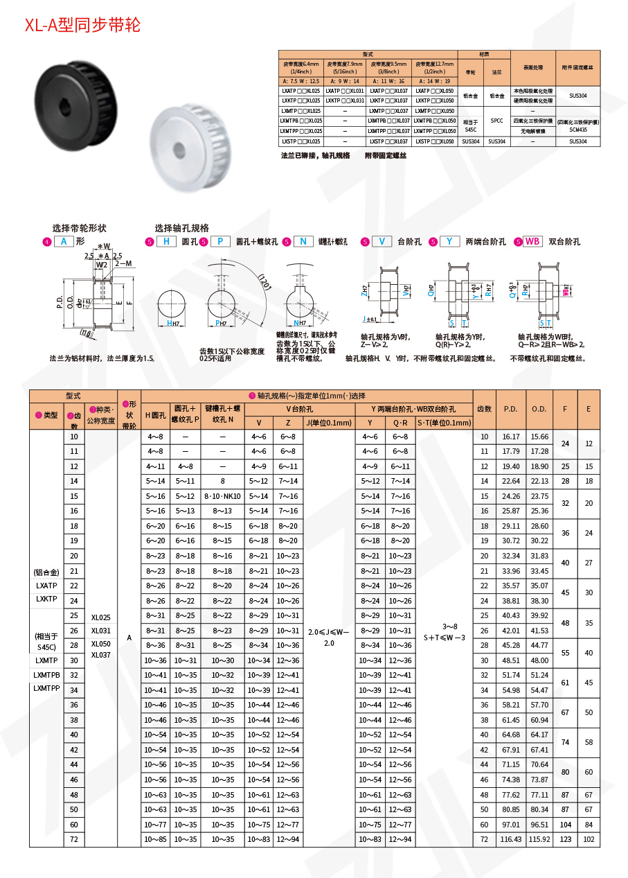 XL-A型同步帶輪 XL-A型同步帶輪