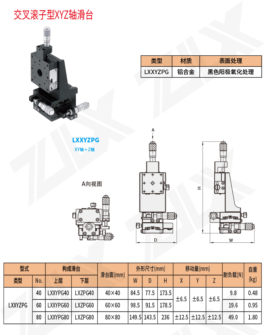 4交叉滾子XYZ軸滑臺(tái) 4交叉滾子XYZ軸滑臺(tái)