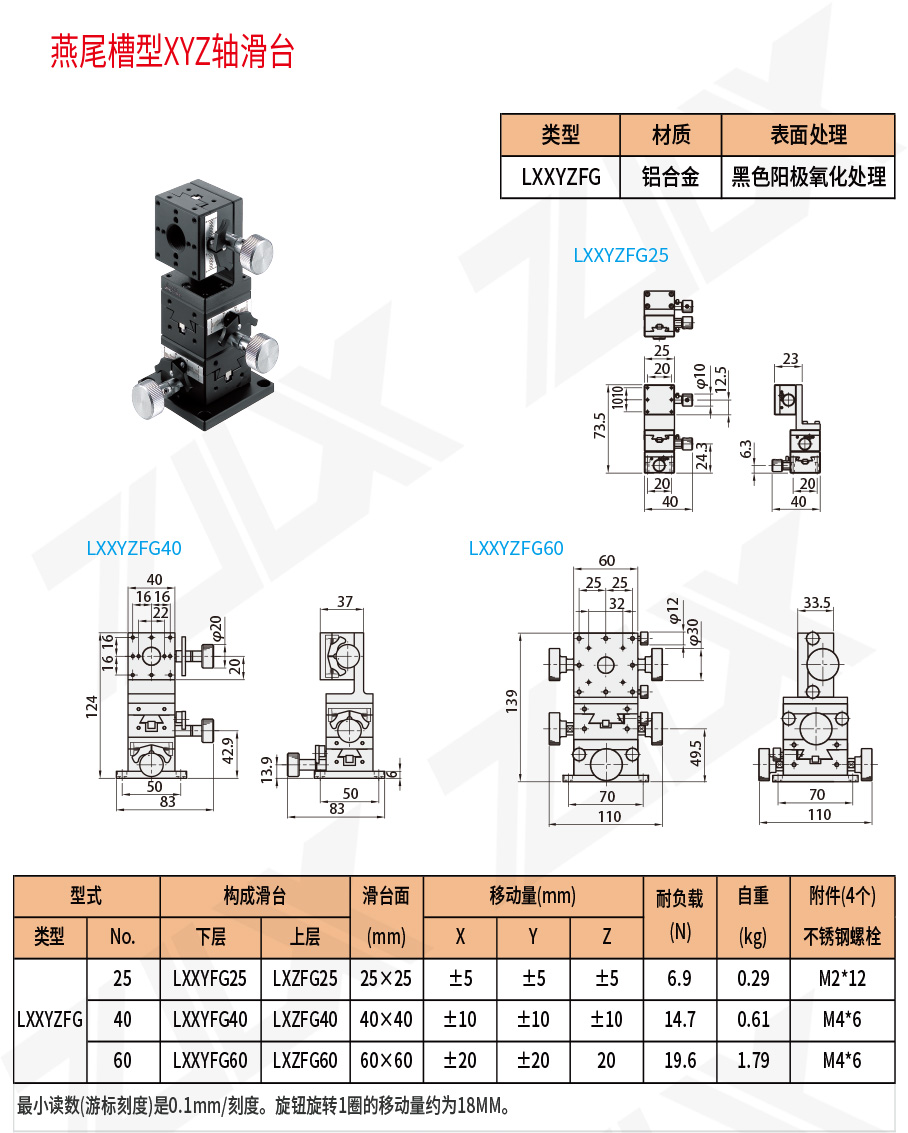 4燕尾槽XYZ軸滑臺