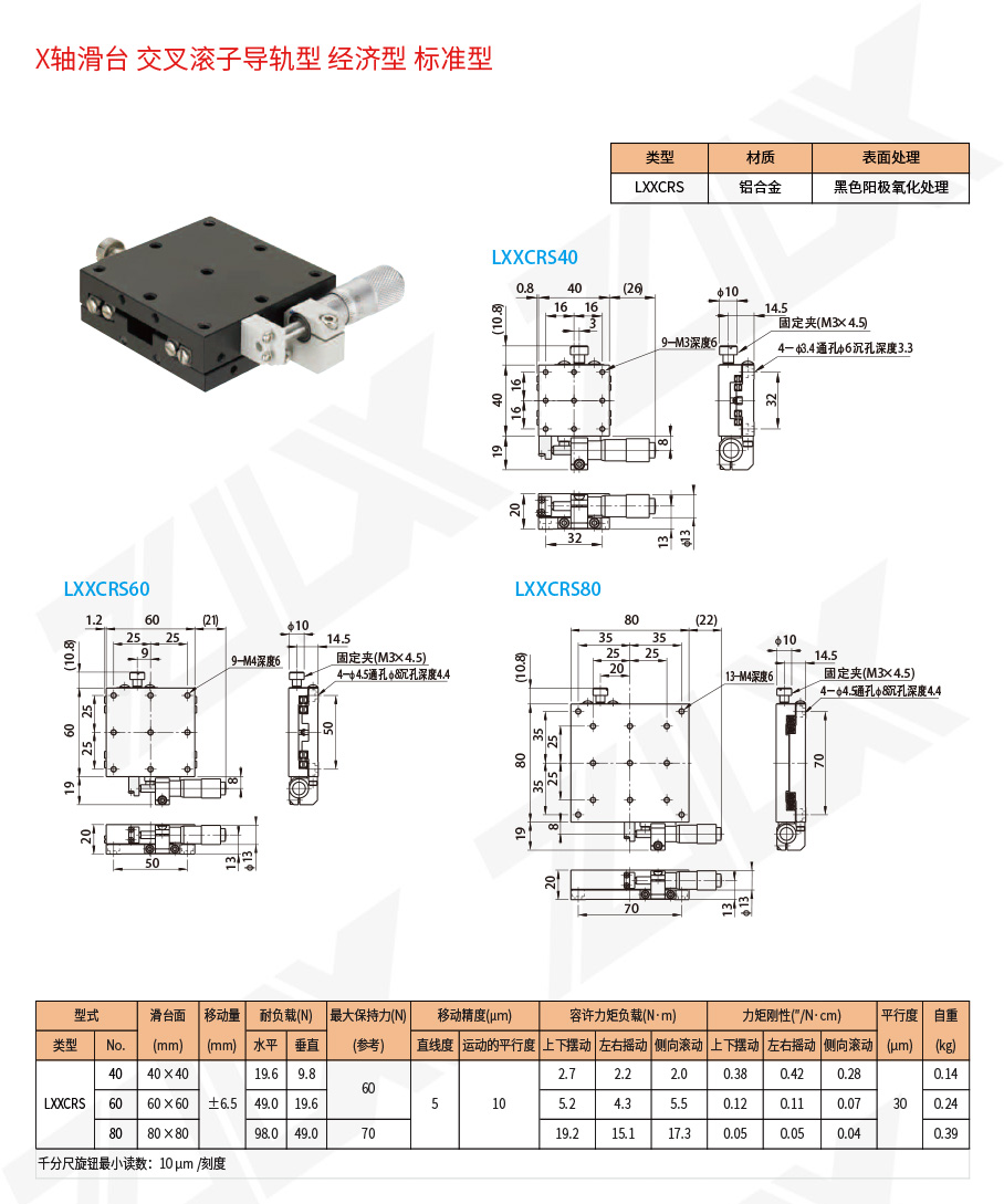 X-11X軸滑臺交叉滾子導軌型經(jīng)濟型標準型