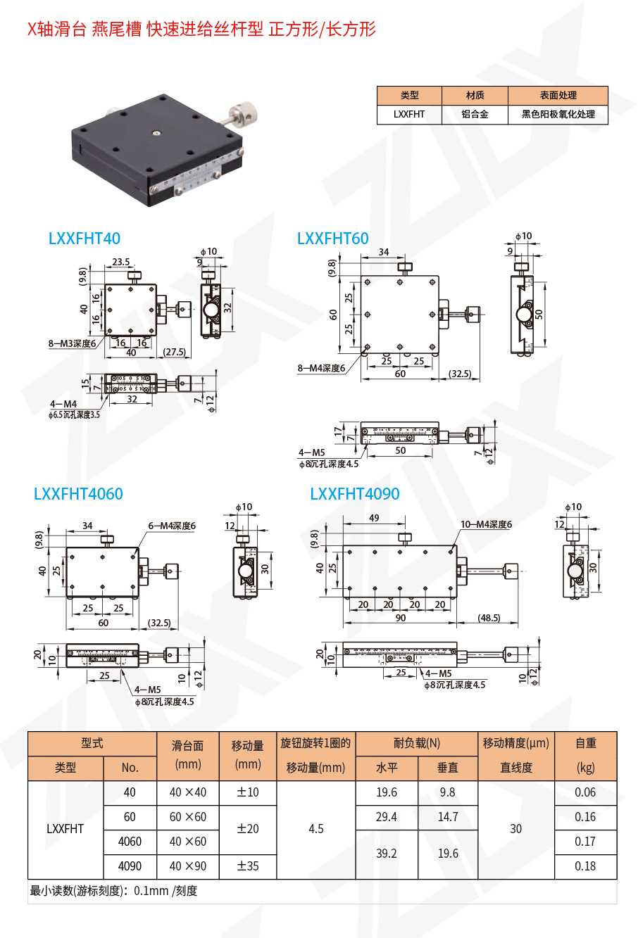 X-51X軸滑臺(tái)燕尾槽快速進(jìn)給絲桿型正方形長方形