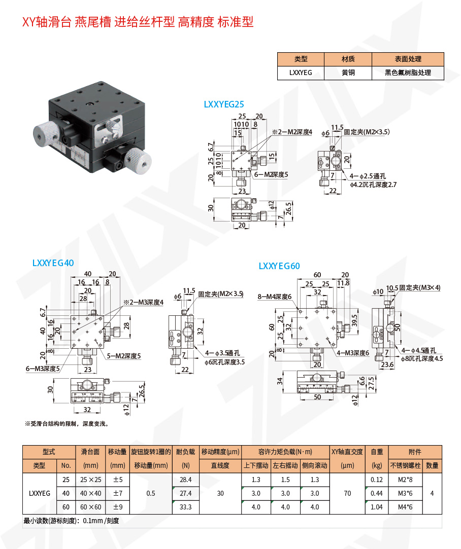 XY-51XY軸滑臺燕尾槽進給絲桿型高精度標準型