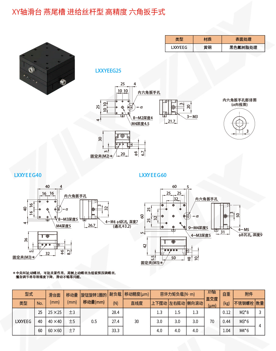 XY-81XY軸滑臺燕尾槽進給絲桿型高精度六角扳手式