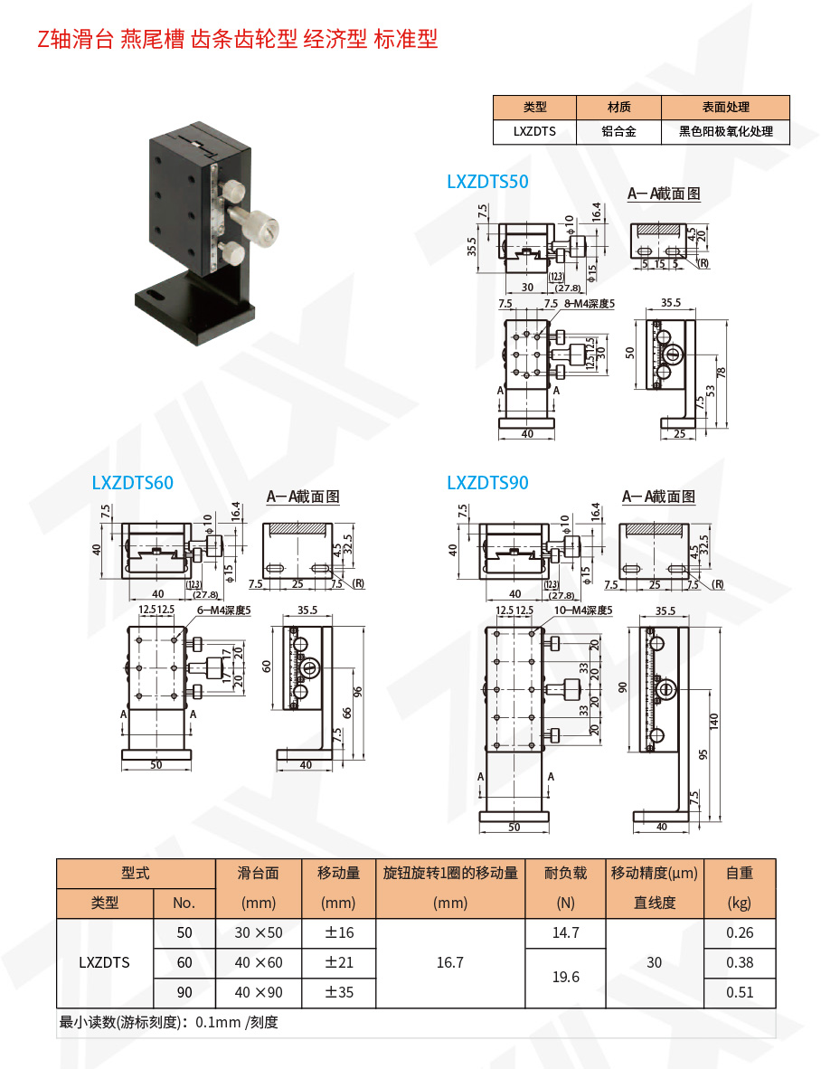 Z-51Z軸滑臺燕尾槽齒條齒輪型經(jīng)濟型標(biāo)準(zhǔn)型