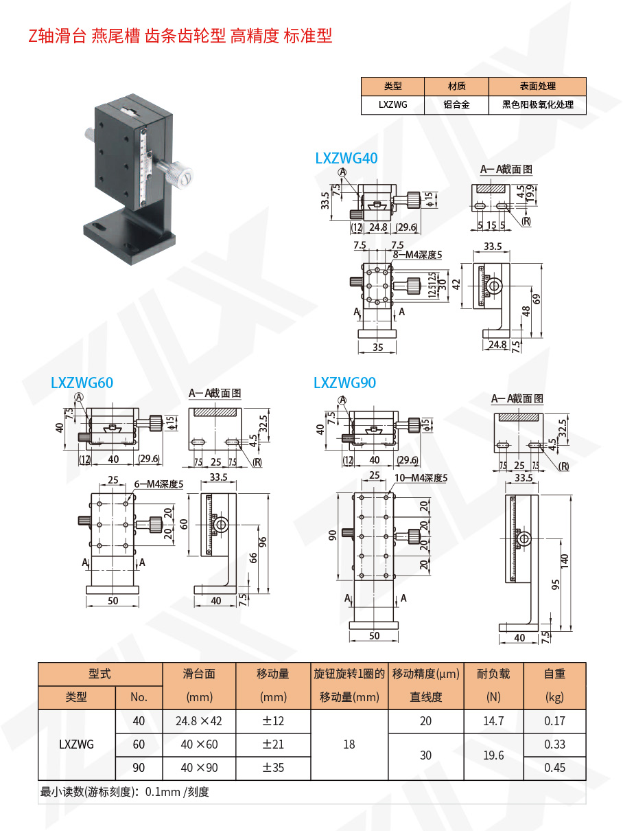 Z-61Z軸滑臺燕尾槽齒條齒輪型高精度標準型