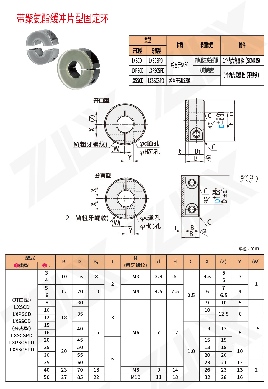帶聚氨酯型固定環(huán) 開(kāi)口型 分離型 帶聚氨酯型固定環(huán) 開(kāi)口型 分離型